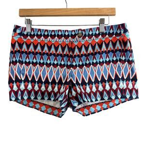 J. Crew Aztec Southwestern Diamond Print Shorts Stretch Cotton Twill 6